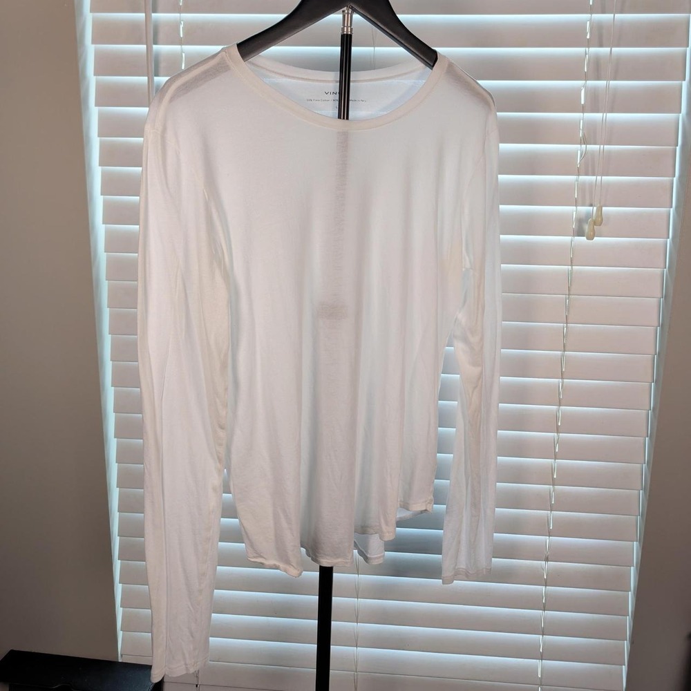 Vince Women's White Pima Cotton Modal Long Sleeve Top Size Large